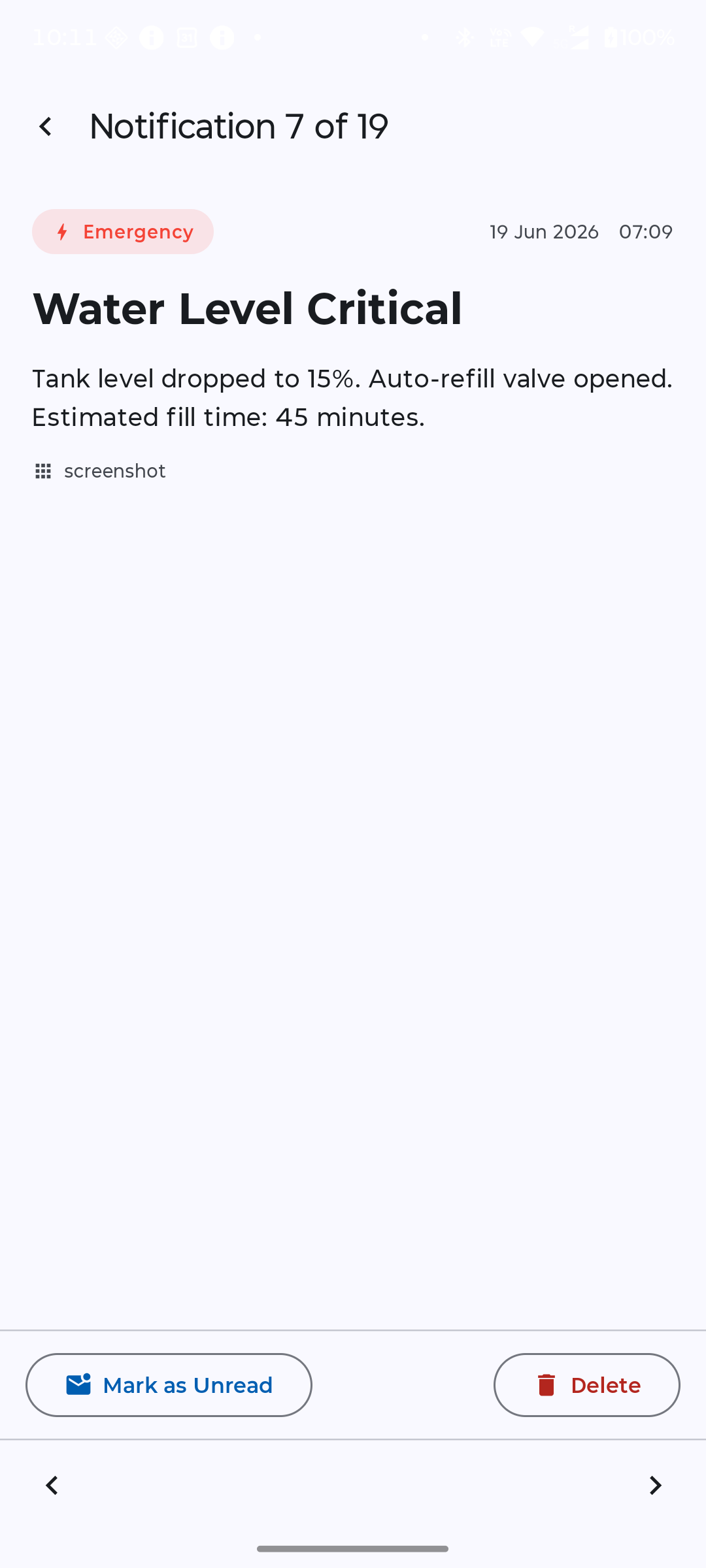Push credit balance and monthly usage screen